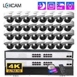 System LOXCAM H.265 32CH 4K Audio CCTV Record Security Camera System 8MP Vandalproof indoor Outdoor IP Camera Video Surveillance Set