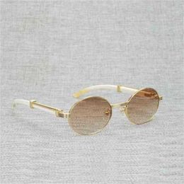 2024 Men's Luxury Designer Women's Sunglasses Natural Wood Men Round Black White Buffalo Horn Clear Glasses Metal Frame Oculos Wooden Shades Summer AccessoriesKajia