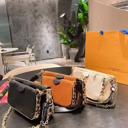 2-piece set Quality Genuine Leather Designer Bags Boston Purse Handbag Shoulder Messenger Bag Pillow bag Designer Leopard MM PM Tote Tcalj