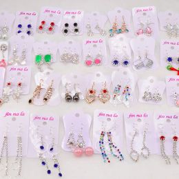 Earrings Fashion 30pairs/Lot Cute Crystal Mixed Dangle Drop Earrings For Women Best Gift Party Jewellery Earrings
