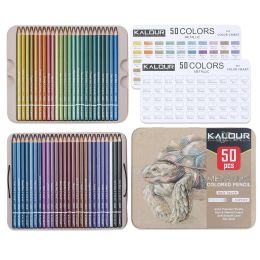 Pencils Kalour 50 Colour Metallic Coloured Pencils Drawing Sketching Set Colouring Colour Pencils Profession Art Supplies For Artist