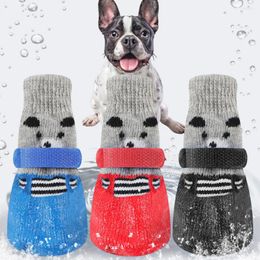 Dog Apparel 4pcs/set S M L Size Cotton Silicone Footgear Pet Shoes Waterproof Non-slip Rain Snow Boots Socks Footwear