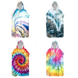 Accessories Customizable Flow Gold Rainbow Pattern DoubleFaced Fleece QuickDrying Beach Towel Warm Diving Cloak Swimming Hooded Bathrobe