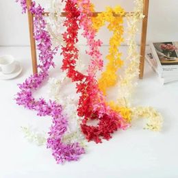 Decorative Flowers Simulation Lilac Bean Flower Vine Wholesale Wedding El Decoration Hanging Fake Home Corridor Ceiling Rattan