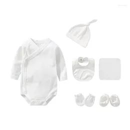 Clothing Sets Born Baby Set Kids Boy Clothes Long Sleeves Bodysuits Hat Bibs 6pcs/lots Outfits For Girls Toddler 0-6M