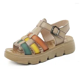 Casual Shoes Platform Summer Sandals Girls Fashion Thick Sole Flat Breathable Soft Women Leather Female Sandalias Mujer