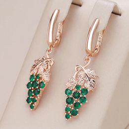 Dangle Earrings Kienl Full Shiny Green Natural Zircon Long Grape Drop Earring For Women 585 Rose Gold Colour Unique Crystal Vintage Jewellery