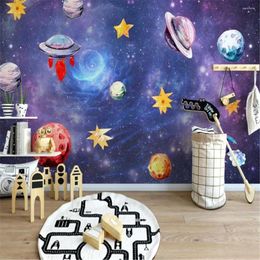 Wallpapers Milofi Nordic Hand Painted Space Universe Children's Room Background Wall Painting Wallpaper