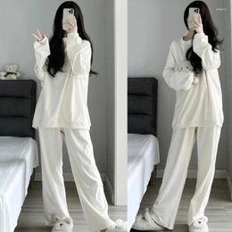 Women's Sleepwear Womens Loose Solid Pajamas Set Cotton Female Pyjamas Woman Pijamas Spring Autumn Long Sleeve Homewear Loungewear