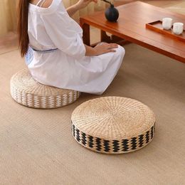 Pillow Round Straw Pouf Seat Weave Pastoral Wind Hand Woven Tatami Mat Yoga Ceremony Meditation Pad Floor Futon