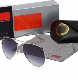 Mens Sunglasses brand classic pilot fashion women sun glasses UV400 gold frame green mirror 58mm lens with box7953550