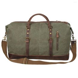 Duffel Bags Duffle Bag For Travel 60L Canvas Carry On Genuine Leather Overnight Weekender Men
