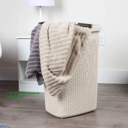 Laundry Bags 60L Slim Hamper Clothes Basket Lid Plastic 17.65"L X 13.75"W 24.15"H Ivory