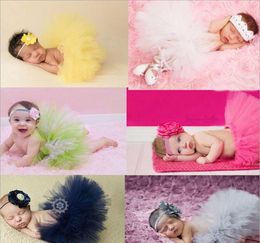 NEW 7 Colours Newborn Tutu Skirt With Matching Flower Headband Newborn Po Props Baby tutu Girl Fluffy Pettiskirt5868118