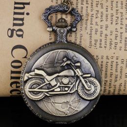 Pocket Watches Vintage Bronze Motorcycle Design Elegant Watch Collection Decorated Gift Necklaces For Men And Women