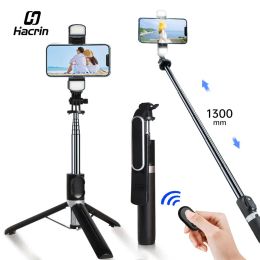 Monopods Selfie Stick Bluetooth Remote Control with Foldable Tripod Light 360° Rotation Holder Wireless Stabiliser for Ios Android Phone