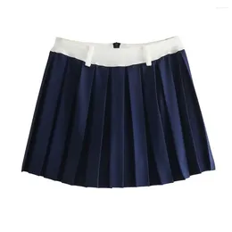 Skirts 2024ZAR Spring/Summer Women's European And American Style Casual Small Western Spliced Pleated Skirt