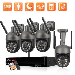 System Techage 8CH 3MP PTZ WiFi IP Security Camera System Outdoor Wireless NVR Kit Colour Night Vision Surveillance Camera Twoway Audio