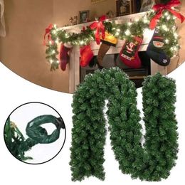 Decorative Flowers Christmas Rattan Garland Xmas Artificial Wreath Green Tree Banner Decoration 1.8m For Home Decor