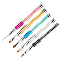 2024 Nail Art Brush Pen Rhinestone Diamond Metal Acrylic Handle Carving Powder Painting Gel Brush Liquid Salon Liner Nail Brush New for nail