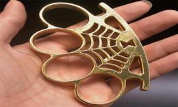 Spider Web Shape Metal Brass Knuckle Duster Four Finger Tiger Fingers Outdoor Security Pocket Backpack EDC Tool6080268