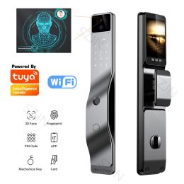 Lock Tuya Wifi 3D Face Smart Door Lock Digital Electronic Lock Security Camera Intelligent Fingerprint Password Card Key Unlock