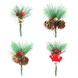 Decorative Flowers 5PCS Artificial Berry Pine Needles Christmas Decoration Tree Home Year Gift Box Ornaments Accessories