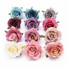 Decorative Flowers 5/10Pcs Scrapbook Christmas Tree Decorations Party Home Wedding Accessories Bride's Bead Flower Wall Artificial