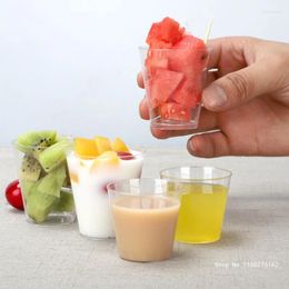 Disposable Cups Straws 100pcs Tasting Cup Plastic 30ml 50ml Small Beverage Transparent Aviation Mini Kitchen Accessories