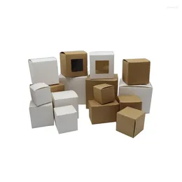 Gift Wrap 20pcs Cute Square Kraft White Packaging Box Wedding Party Favour Supplies Handmade Soap Chocolate Candy Dragee Cake