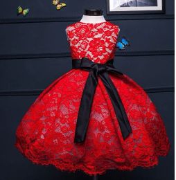 Dresses Fluffy Sweet Red Lace Wedding dress for Girls,First Birthday Party outfit Baby Ball Gown,Handmade Christening Baptism Gown