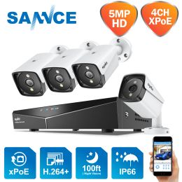 System SANNCE 4CH 5MP XPOE HD Video Surveillance Camera System H.264+ NVR With 4X 5MP IP Cameras Outdoor Waterproof Security NVR System