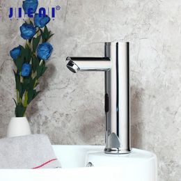 Bathroom Sink Faucets JIENI Chrome Polished Automatic Sensor Faucet Basin Golden & Cold Water Mixer Tap Touch Sense