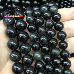 Beads A+ Natural Black Obsidian Stone Beads Round Loose Beads for Jewelry Making Diy Charms Bracelets Accessories 15" 4 6 8 10 12 Mm