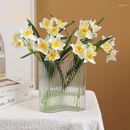 Decorative Flowers WQNJIN Single Narcissus Imitation Flower Party Wedding Nordic Artificial Table Decoration Pastoral Style