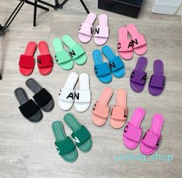 DesignerWomen Slippers Fashion New Anti Slip Flat Bottom Sandals Toe Flat Bottom Women Outdoor Beach Sandals Letter Jelly Sandals