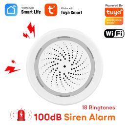 Siren Tuya Smart Life WiFi Siren Alarm 100dB Loud Speaker 18 Ringtones with Strobe Light Alert for Home Security System