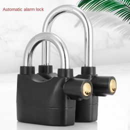 Lock Full Copper Core Zinc Alloy Motorcycle Long Beam Bicycle Alarm Padlock AntiRust Security Lock with 110db Alarm