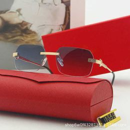 2024 10% OFF Luxury Designer New Men's and Women's Sunglasses 20% Off metal frameless trend glasses cut edge polygonal