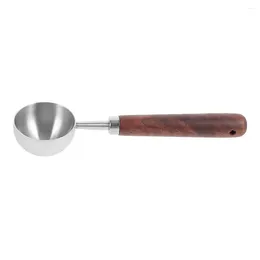 Coffee Scoops Wooden Handle Bean Spoon Measuring Scoop Stainless Steel Portable Melting