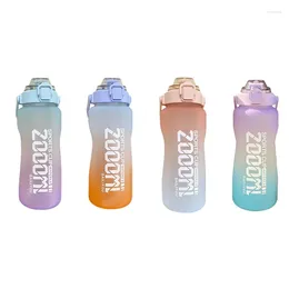 Water Bottles 2000Ml Large Bottle With Time Marker Portable Leakproof Free Non-Toxic Sports Drinking Straw