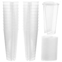 Disposable Cups Straws 20PCS Creative Heart Shape Thickened Double Grid Plastic Cup And Cold Drink PP Couple Sharing