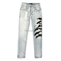 Men's Jeans Purple Jeans for Men Stacked Zipper Fly Classic Letter Trousers Denim Streetwear Casual Sweatpants Big Boy Slim-fit High Stretch Jean 28-38