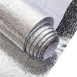 Multisize Küche ölfeste wasserdichte Aufkleber Aluminiumfolie Küchenherd Schrank Selbstkleber Wandaufkleber DIY Tapete Tapete