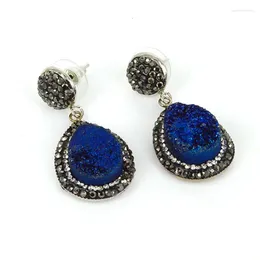 Dangle Earrings Druzy Stone For Women Fashion Bohemian Style Design Round Water Drop Multicolor Charm Statement Jewellery