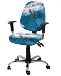 Chair Covers Sea Ocean Dolphin Whale Elastic Armchair Computer Cover Stretch Removable Office Slipcover Split Seat