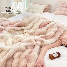 Blankets 2024 Imitation Fur Plush Blanket Winter Warmth Super Comfortable Bed Luxury Warm Sofa Cover Throw