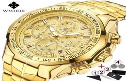 Relogio Masculino Wrist Watches Men Top Brand Luxury WWOOR Golden Chronograph Men Watches Gold Big Male Wristwatch Man 2207057507999