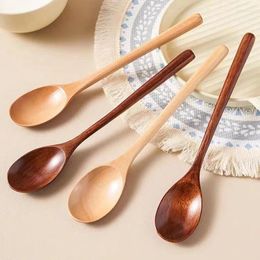 Dinnerware Sets 2-4pcs/Pack Wooden Soup Spoon Natural Cutlery Set Honey Coffee Mixing Kitchen Tableware