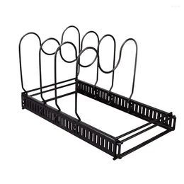Kitchen Storage Expandable Pans Organiser Rack 7 Adjustable Compartments Pantry Cabinet Bakeware Lid Plate Holders